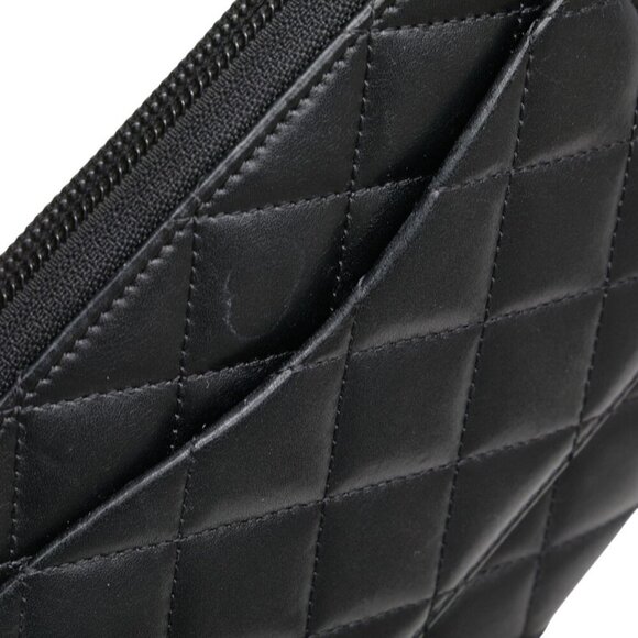 CHANEL Black Lambskin Leather Logo Wallet - Picture 9 of 16
